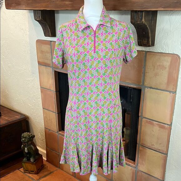 IBKUL Pink Pineapple Collared Dress, size S - Picture 1 of 8